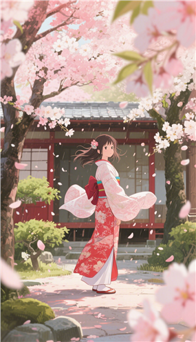 和风花嫁少女动漫插画图片